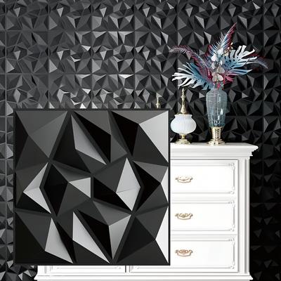 TEMU 30pcs 3d Diamond Texture Pvc Wall Panels - Tv Backgrounds, , Office Decor & Home Interior - Ideal For Living Room, Bedroom, Kitchen - , Waterproof & Oil-proof, 11.8x11.8 Inches Image