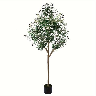 TEMU 5ft Artificial Olive Tree - Ideal Indoor/outdoor Decor For Living Room, Office, Patio & More - Tree With Leaves & Fruits, Low Maintenance Image