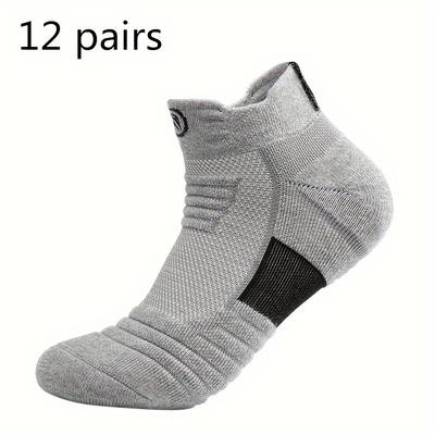 TEMU 12pairs Men's Athletic Socks - Cushioned, Non-slip, Odor-resistant, Breathable For Running, Hiking & Outdoor Activities, Breathable Shoes For Men Sports Socks For Men Image