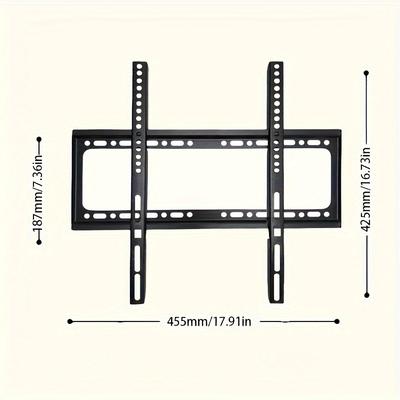 TEMU Iron Fixed Tv Wall Mount Bracket For 26-55 Inch Screens, Ultra-thin Vesa 400x400mm Compatible, Strong 55lb Weight Capacity, Easy Non-electric Installation