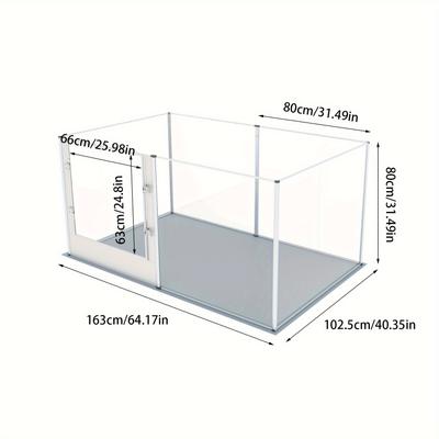 TEMU Dog Transparent Fence: Indoor Pet Playpen, Farrowing Fence, Acrylic + Aluminum Alloy, With Waterproof Birthing Pad, Waterproof, Height 80 Cm, Suitable For Puppies, Rabbits, Guinea Pigs Image