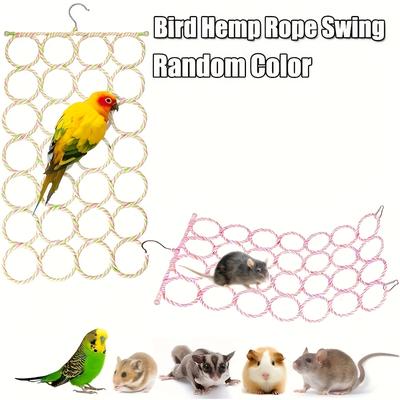 TEMU 1pc Durable Polyester Bird Swing Toy - Metal Cage Hanging Hammock For Small Birds, Mice, And Hamsters - Multifunctional Climbing And Accessory For And Exercise, Random Color Image