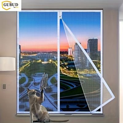 TEMU Gubd [] Invisible Zippered Netting For Windows - White Fiberglass Mesh With Cityscape Design, Blocks Insects & Flies, , Protection | Modern Window Netting | Durable Plastic Mesh, Net For Windows Image