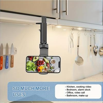 TEMU 360° Rotating Phone Stand - Adjustable, Foldable, And Portable Desktop Holder For Smartphones & Tablets, Waterproof Abs Material, Black Image