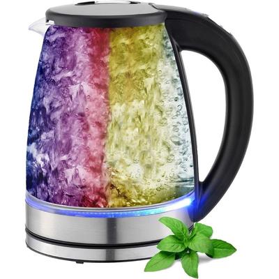 TEMU 1.8 Liter Glass Kettle, 2200 Watt, Stainless Steel With Temperature , Tea Kettle, 100% Bpa Free, Function, Led Lighting With Color Change, Temperature Adjustment (40°c 100°c) Image