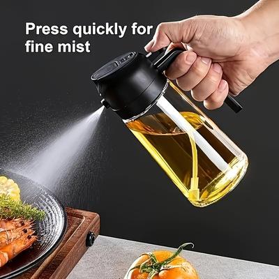 TEMU 16oz Glass Oil Sprayer And Dispenser - 470ml Olive Oil Mister, 2-in- Gadget For Cooking, Salad Dressing, And Grilling, Square Design With Black Cap, Hand Wash Only, Pvc-fre Image