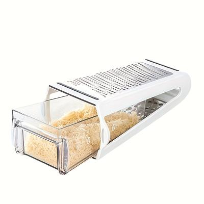 TEMU Faridabio Premium Stainless Steel Cheese Grater - Double-sided Vegetable Slicer With Container, Space-saving & Dishwasher Safe, Ideal For Carrots, & More, Home & Restaurant Use, Slicing Tool Image