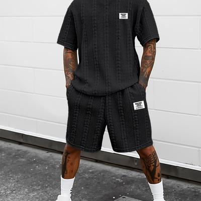 TEMU Men's Fashion Casual Loose Short Sleeve Set Including Top And Bottoms Image