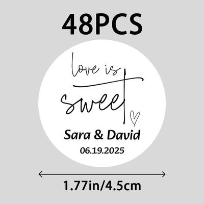 TEMU Custom 48/96pcs Custom Wedding Sticker, A Sweet Thank You, Wedding Favor, Modern Wedding, Thank Image