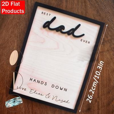 "TEMU 2d Flat, 2d Flat Wooden Father's Day Sign - "best Dad Ever " Handprint Keepsake, Decor With 3d Effect, No Batteries Needed, Perfect Gift For Dad, Fathers Day Gift, Decor, Wooden Plaque, 2d Flat" Image