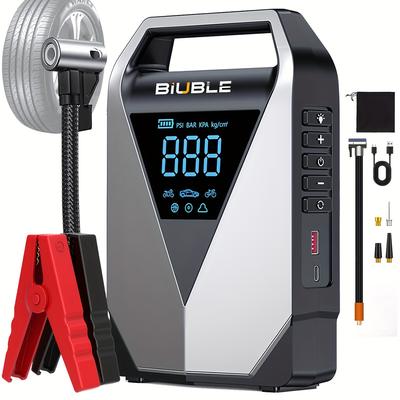 TEMU 8000a Car Jump Starter With Air Compressor Cordless Tire Inflator, Battery Booster With Power Bank Pack & Led Flashlights, 12v Auto Jumper Box For 12v Gas Or 10.0l Vehicles Image