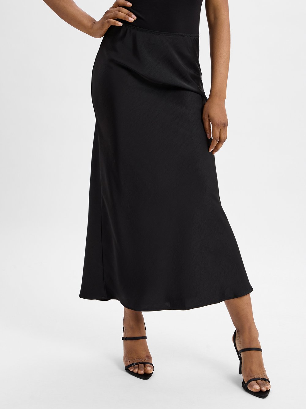 Neo Noir Satin-Maxirock Damen schwarz, 38