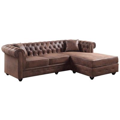 Vente-unique - Chesterfield Ecksofa - Microfaser Vintage Look - Braun - toledo Image