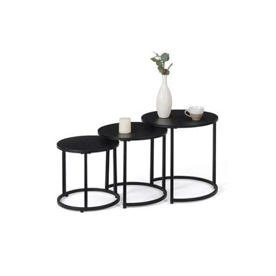 Set aus 3 runden Couchtischen davis 35/40/45 aus mattschwarzem Metall im Industriedesign Image