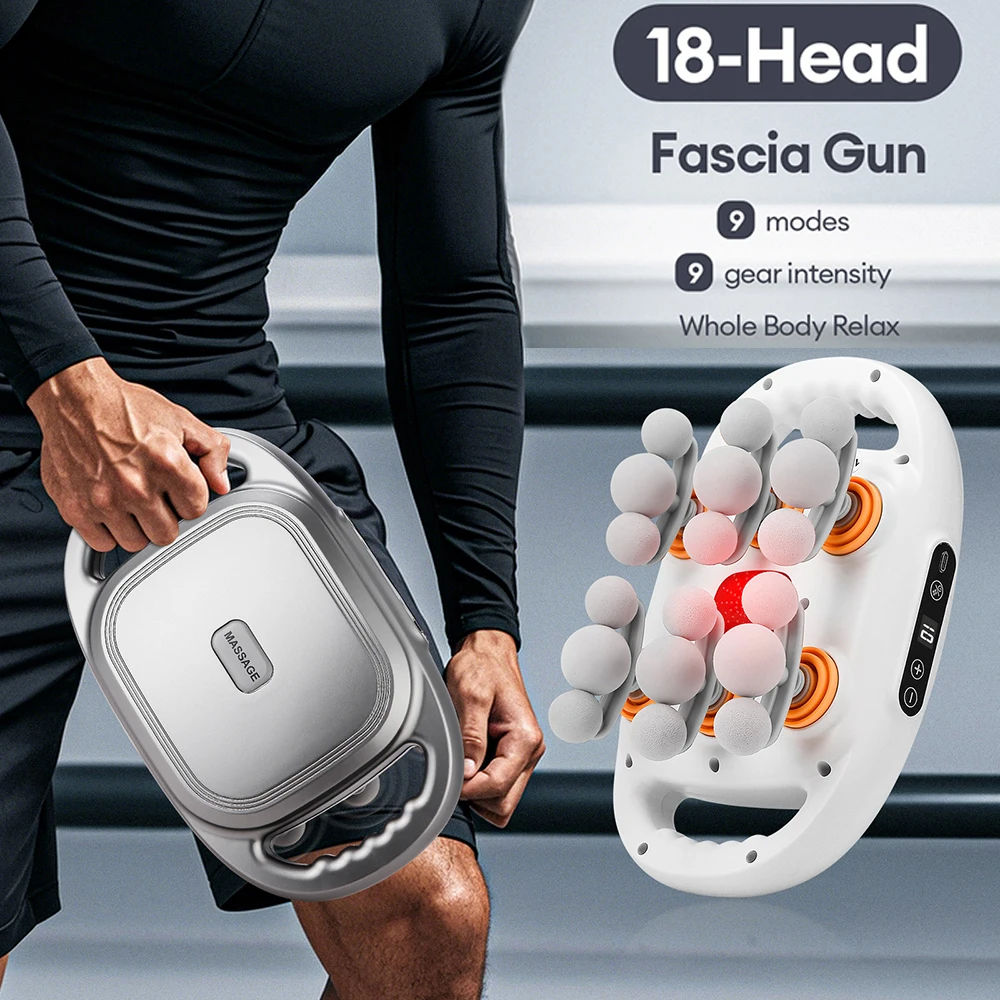 18-Kopf-Faszienpistole, Massage, Hochfrequenz-Vibration, Nacken, Schulter, Rücken, Taille, Bein, Körpermassagegerät