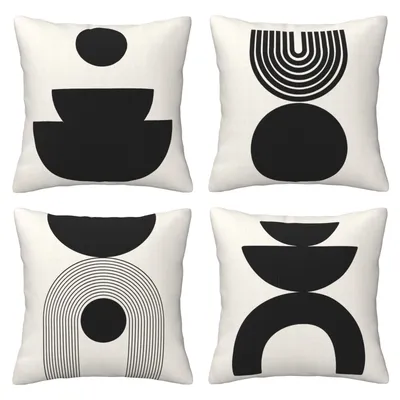 Schwarz-weiße geometrische einfache Kissenbezüge, Schlafzimmer, Wohnzimmer, Sofa, Heimdekoration, Image