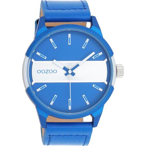 Quarzuhr OOZOO, blau (jeansblau), Armbanduhren, Herren, Armbanduhr, Herrenuhr, Lederarmband, analog