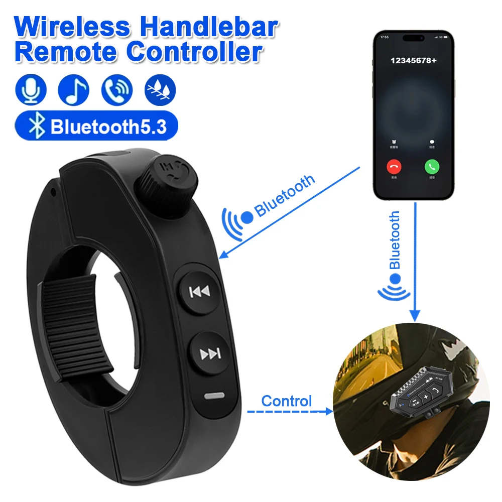 Motorrad Lenker Fernbedienung Drahtlose Helm Headset Fernbedienung Taste Bluetooth Freisprecheinrichtung Telefon Media Fernbedienung Image