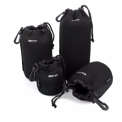 Soft Neoprene Camera Lens Bag With Hook Portable DSLR Lens Barrel Case Protector Camera Lens Camera Pouch Drawstring Bag