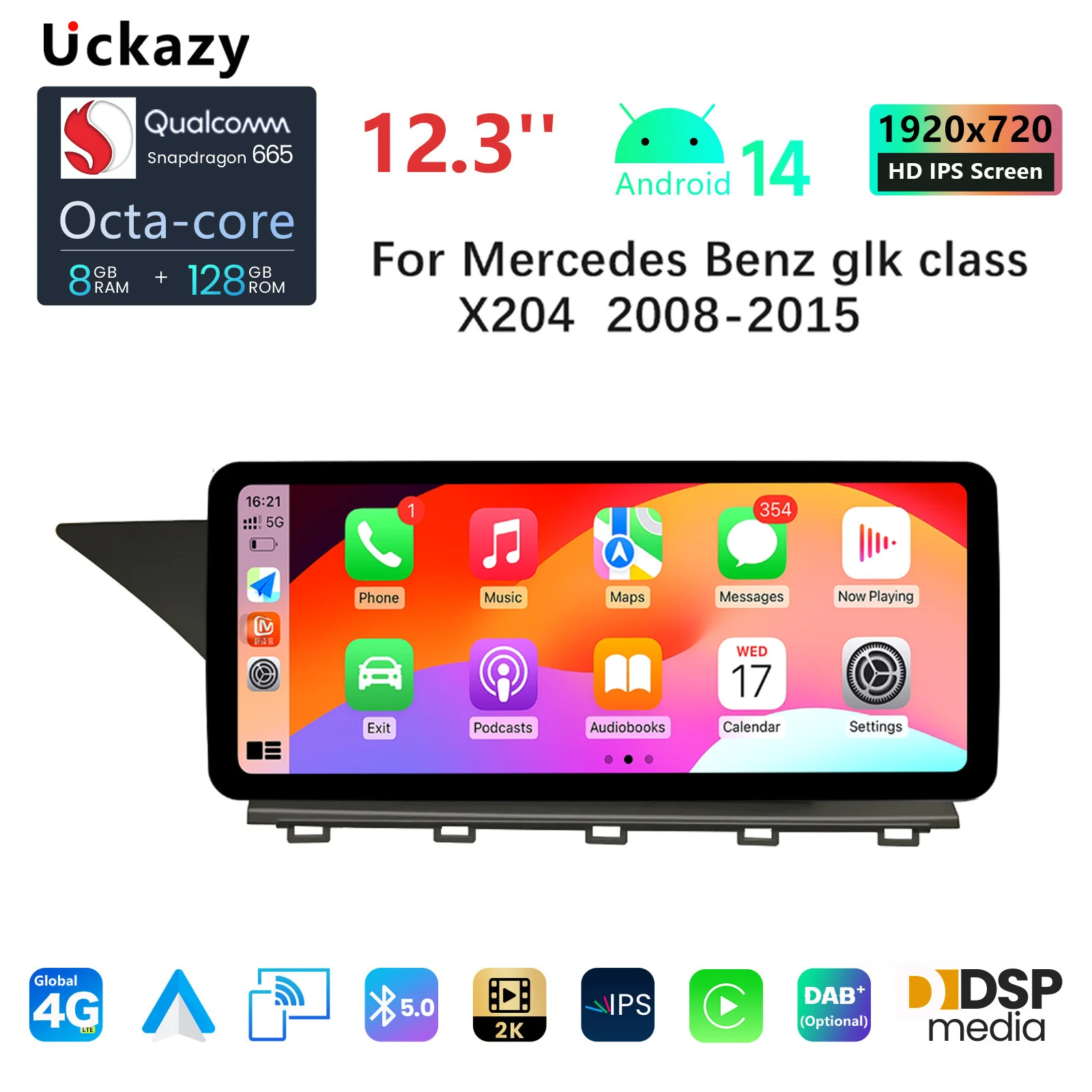 Android 14 autoradio gps für mercedes benz glk klasse x204 2012-2015 multimedia bildschirm stereo audio gps navigation 4g carplay