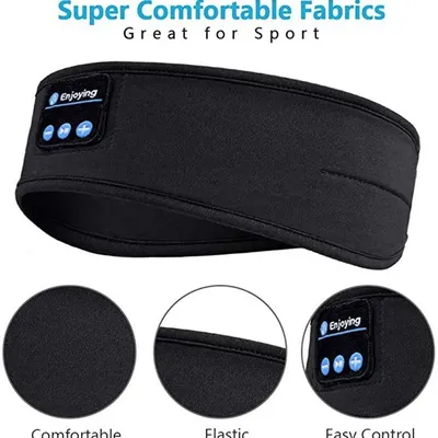 Bluetooth Kopfhörer Sport Schlafen Stirnband Elastische Drahtlose Kopfhörer Musik Augenmaske Image