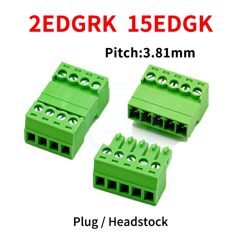 (5/10 Sets) KF 2EDGRK + 2EDGK 3.81mm 3.5mm Steckklemmenblock, luft-zu-luft, lötfrei, 15EDGRK 15EDGKP 3.81 / 3.5 2P-24P, Satz Stecker und Stiftleisten Image