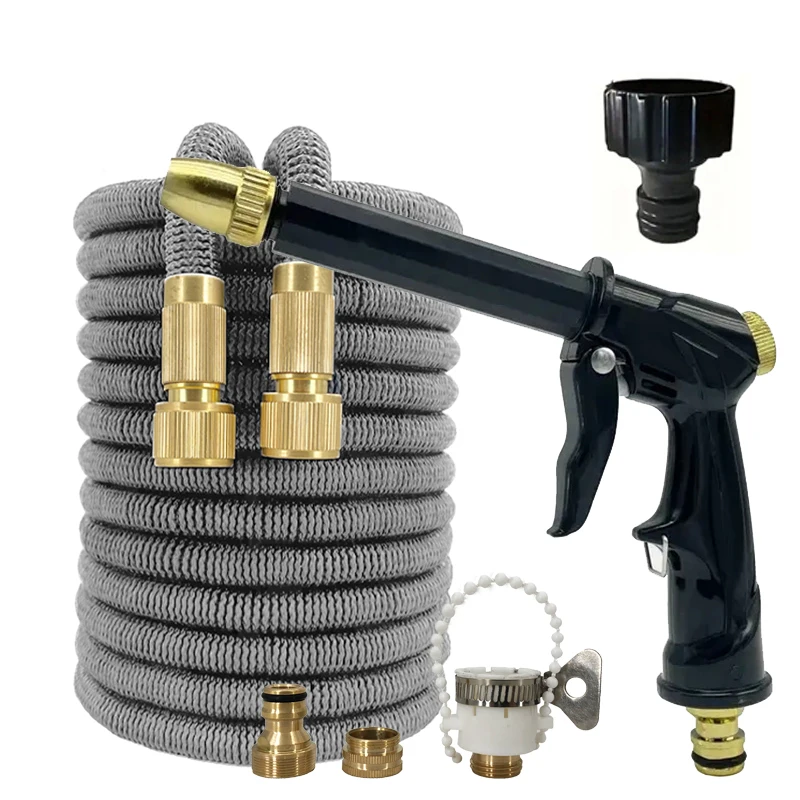 Hochdruck-Autowaschschlauch, flexibler und erweiterbarer magischer Schlauch mit Spritzpistole, Gartenschlauch, Autowasch- und Reinigungswerkzeug Image