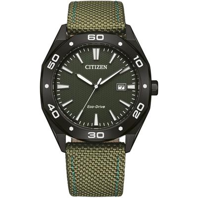 Solaruhr CITIZEN, olivgrün, Armbanduhren, Herren, Armbanduhr, Herrenuhr, Edelstahlarmband, analog, Datum, Eco-Drive Image