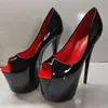 19 cm Plattform Super High Heels Pumps Sexy Peep Toe Patent Schwarz Rot Damen Mit Hohen Absätzen Büro Party Fetisch Hochzeit Schuhe große Größe 50