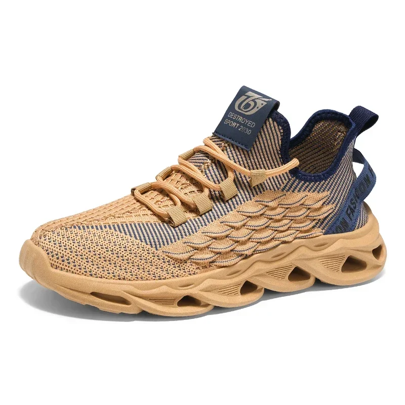 Modische, atmungsaktive Designer-Laufschuhe für Herren, lässige Sport-Loafer, leichte, fliegende, gewebte Oberfläche, vulkanisierte Schuhe Image