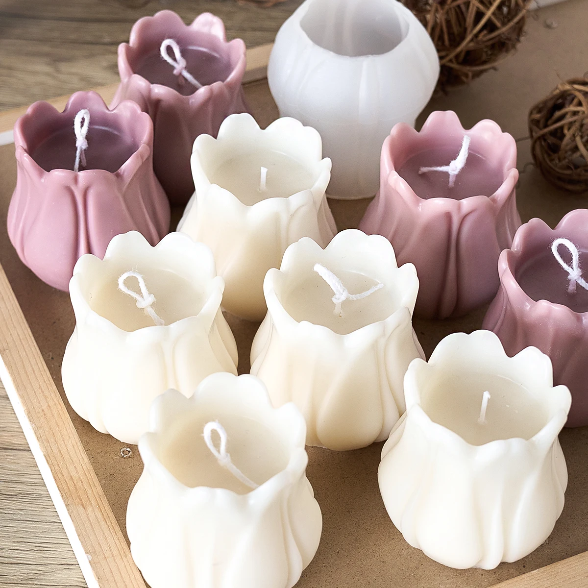 3D Blume Kerze Silikon Form DIY Handgemachte Tulpe Corolla Seife Gips Harz Kerzenhalter Handwerk Casting Formen Wohnkultur Liefert Image