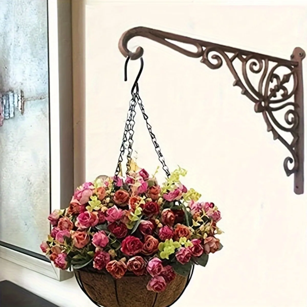 An der Wand montierte rechtwinklige Haken aus Gusseisen, hängende Pflanzenzubehör, Vintage-Halterung aus Gusseisen zur Wandmontage, Aufbewahrungsregal