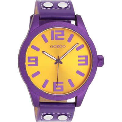 Quarzuhr OOZOO, lila, Armbanduhren, Herren, Armbanduhr, Damenuhr, Herrenuhr, Lederarmband, Ø 46mm Image
