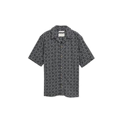 TOM TAILOR Herren Comfort Fit Kurzarmhemd im Hawaii-Look, blau, Gemustert, Gr. M Image