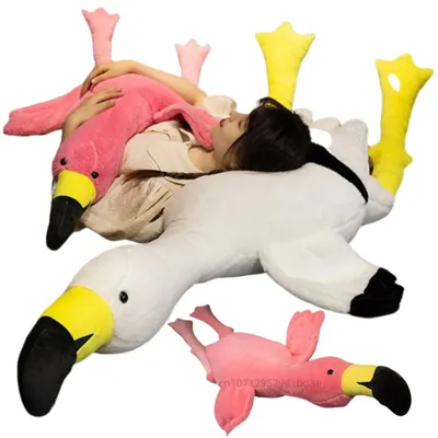 70-180cm Fun Giant Long Legs Flamingo Plush Doll Pillow Red White Animal Plush Toy Super Soft Warm