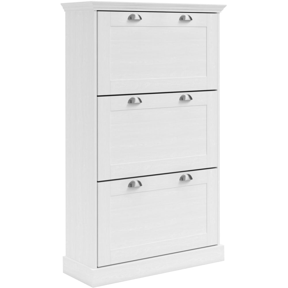 Coffre à chaussures avec 3 portes battantes en blanc