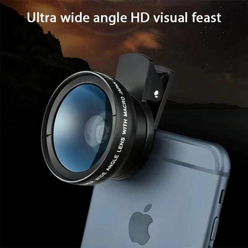 Objectif 3-en-1 Fisheye, Grand Angle et Macro pour iPhone 16, 15, 13, 11 – Lentille Macro Fisheye pour Smartphone avec Clip Téléphone