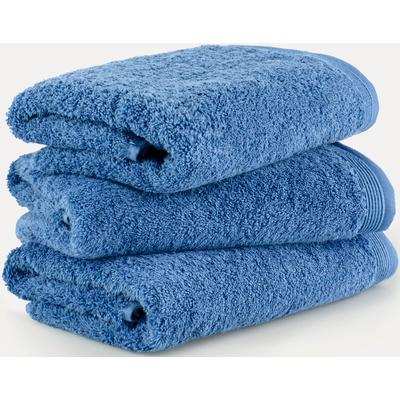 Handtuch MÖVE "Superwuschel", blau (cornflower), B:50cm L:100cm, Walkfrottee, Baumwolle, Handtücher (Packung), Handtuch mit Bordüre, 100% Premium Cotton Baumwolle, einfarbig, weich Image
