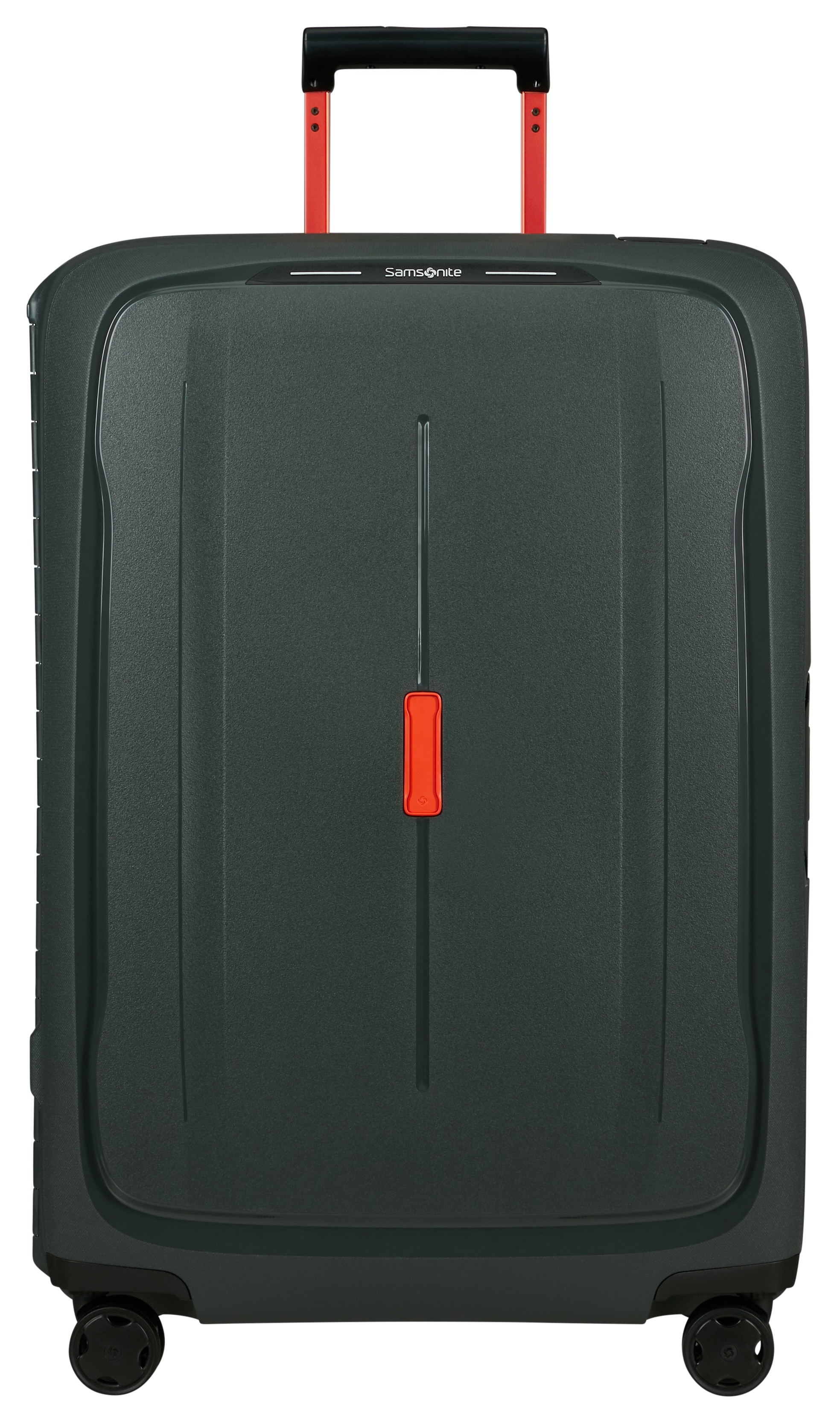 Hartschalen-Trolley SAMSONITE "ESSENS CIRCULAR, verschiedene Größen", Gr. B/H/T: 52 x 75 x 33 111, grün (grün, orange), Polypropylen, Koffer, digitaler Produktpass für Transparenz des gesamten Produktlebenszyklus Image