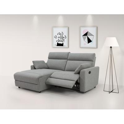Ecksofa INOSIGN "JENNA, L-Form, 209cm, manuelle u. elektrische Funktion, mit USB A/C", grau (hellgrau), B:209cm H:100,5cm T:163cm, Webstoff 100% Polyester, Sofas, Liegefunktion 105-150, Federkern, Struktur fein, Topseller Image