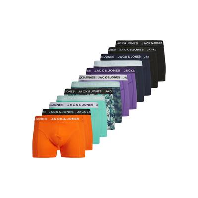 Trunk JACK & JONES "JACTASMANIA TRUNKS 12 PACK", Herren, Gr. M, sea spray pack:deep lavender, sea spray, persimmon orange, pool blau, ocean cavern, pool blau, Jersey, Obermaterial: 95% Baumwolle, 5% Elasthan, unifarben, eng, Unterhosen, mit Marken... Image