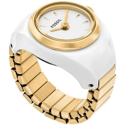 Uhrenring FOSSIL "WATCH RING", goldfarben, weiß, Armbanduhren, Damen, Quarzuhr, Damenuhr, analog, Flexband, Zugband Image