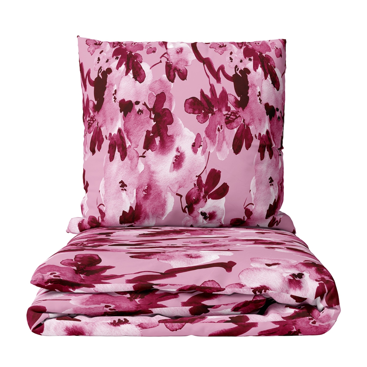 Leonado Vicenti Feinbiber Bettwäsche 135x200 cm Kissenbezug 80x80 cm Rosa Lila Blumen Motiv Set 4 teilig mit Reißverschluss Image