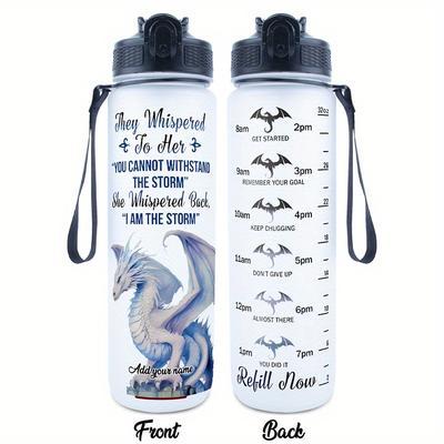 "TEMU 32oz Motivational Bottle - "i Am " Design, Custom Name Feature, Leak-proof, Bpa-free Plastic, Daily Use & Gift For Dragon Lovers, Bottle | Unique Graphic Bottle | Design" Image