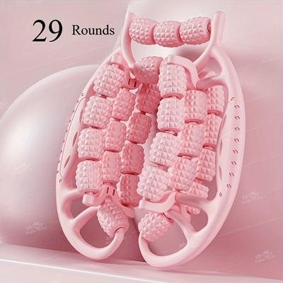 TEMU 29-wheel Pink Leg Massager & Muscle Roller - Multifunctional Fitness Tool For Slimming, Calf Stretching, And Relaxation, Durable Abs Material, Home Workouts And Stress Reduction Image