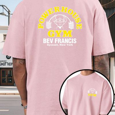 "TEMU Men's Trendy Loose-fit Round Neck T-shirt - " Gym" Graphic, Casual Short Sleeve Tee For Fitness Enthusiasts, Ideal Gift, Casual Attire | Geometric Print Top | Crew Neck Tshirt" Image