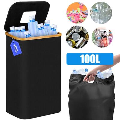TEMU 100l Collection Container Container 2 Handle Bathroom Clothes Storage Basket Portable Image