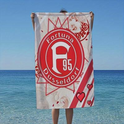 TEMU 1pc Fortuna Düsseldorf Beach Towel - Lightweight Quick-dry Polyester Blend, Vibrant With Modern For Pool, Travel, Yoga, Camping - Rectangular Towel For Adults, Poolside Essentials Image