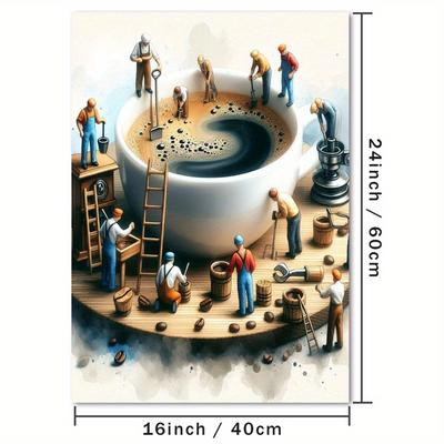 TEMU Abstract Coffee Canvas Wall Art - High- With Coffee-themed Illustration, Home, Office, Or Café Decor - For Living Room Or Bedroom - Ideal Gift And Decoration, 1pc, Coffee Bar Accessories Image