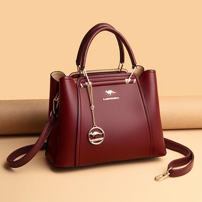TEMU Women' Black Handbag With Golden-tone Hardware & Detachable Shoulder Strap - High Quality, Lightweight, And Elegant Design For Everyday Use, Designer Handbags Image